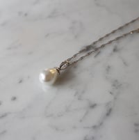 Image 2 of Shell Pearl Drop Silver Necklace