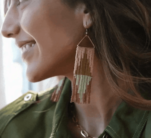Image of Brooke Split Diamond Fringe Earrings in Desert