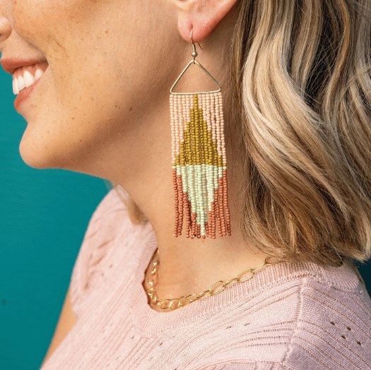 Image of Brooke Split Diamond Fringe Earrings in Desert