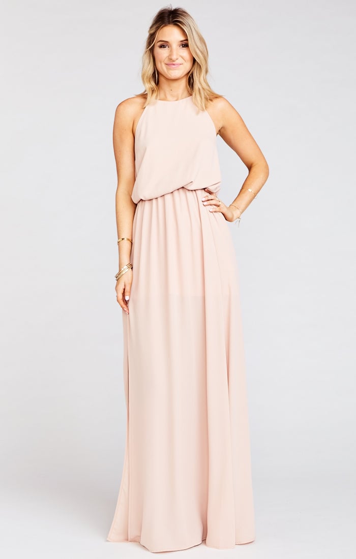 Image of Heather Halter Dress ~ Dusty Blush Crisp