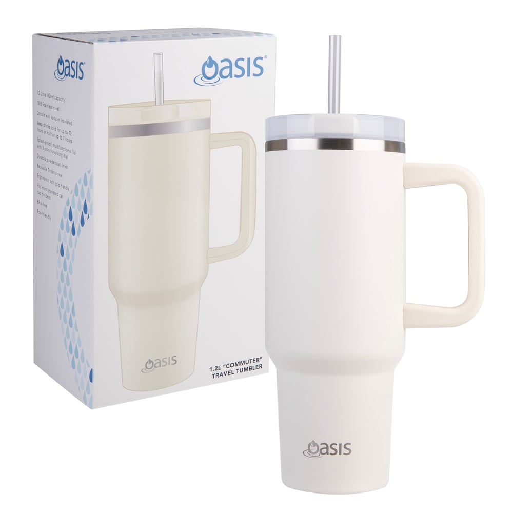 Oasis Stainless Steel Commuter Travel Tumbler 1.2L Alabaster White