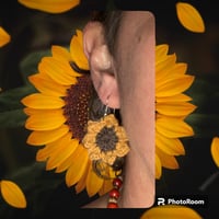 Image 2 of Crochet sunflower earrings 