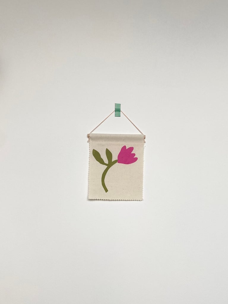 Mini fanion " fleur rose "