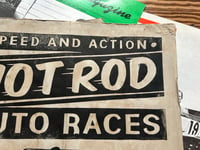 Image 3 of Oakland Hot Rod Auto Races aged Linocut Print (Black edition) FREE SHIPPING
