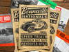 Bonneville Nationals aged Linocut Print (Black Ink on 120gr sand toned paper edition) FREE SHIPPING