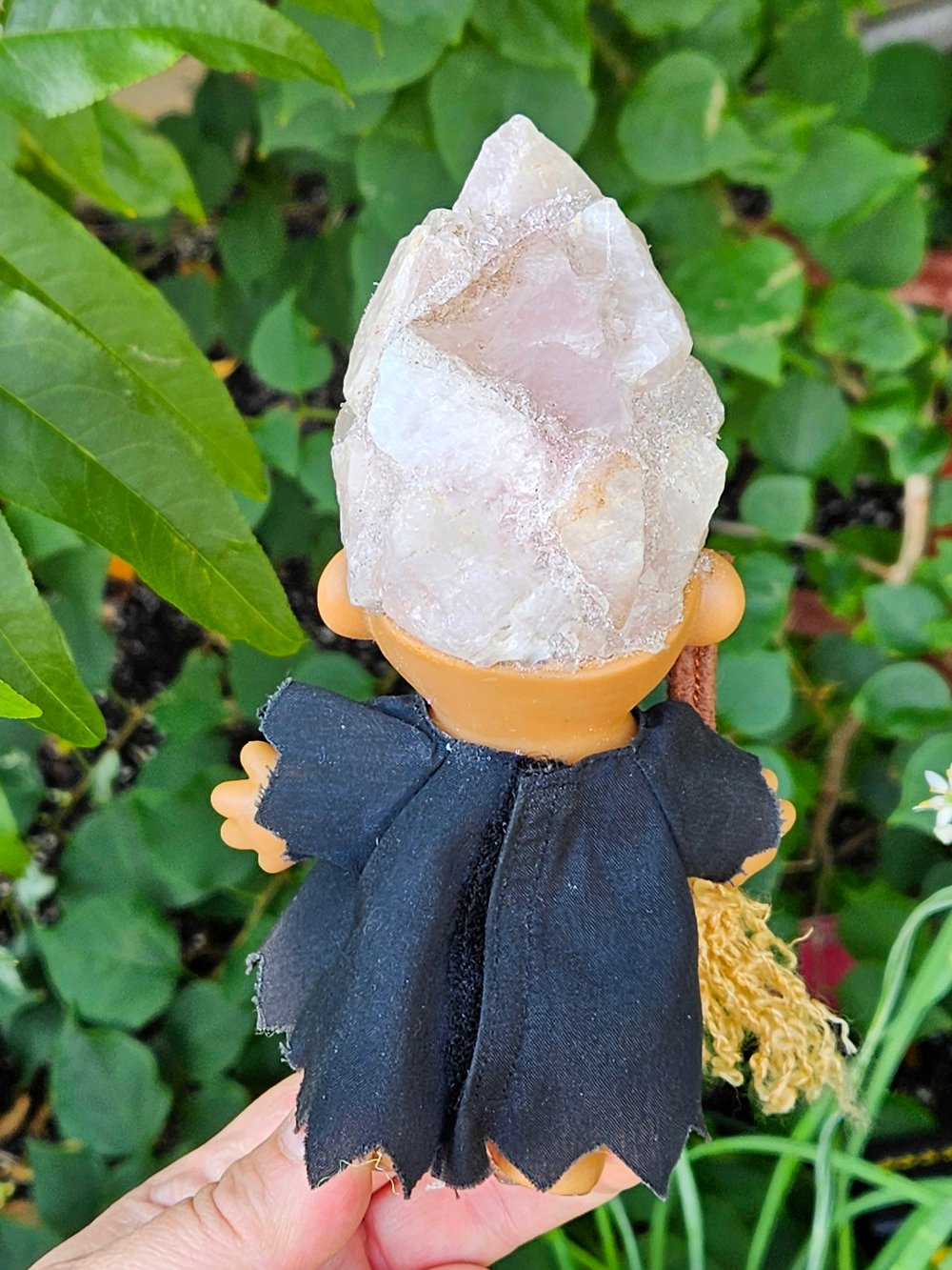 Rose Quartz Witch with Pointy Hat 6"