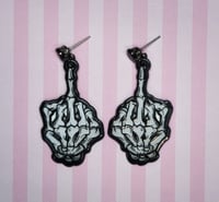 Skeleton Hand F*ck You Drop Earrings 