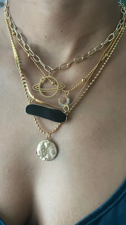 Image of LUNA NUEVA 3 • Black Onyx & Moon Necklace Set