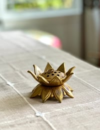 Image 2 of Brass lotus incense holder 