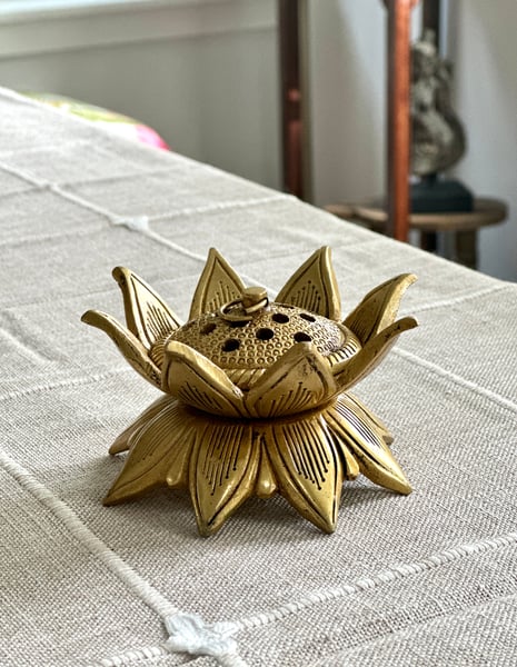Image of Brass lotus incense holder 