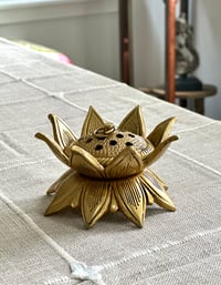Image 1 of Brass lotus incense holder 
