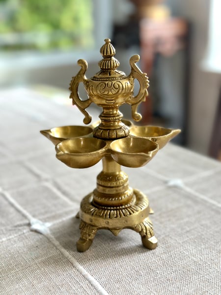 Image of Brass Lamp with 5 diyas 23