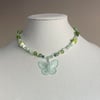 green frosted butterfly necklace