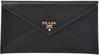 Image 1 of Prada Women's Saffiano Vitello Leather Envelope Clutch Bag 1MF175 Black