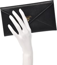 Image 3 of Prada Women's Saffiano Vitello Leather Envelope Clutch Bag 1MF175 Black