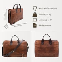 Image 4 of Time Resistance Leather Briefcase for Laptop Attache Case Messenger Bag for Men and Women