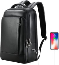 Image 1 of BOPAI Genuine Leather Backpack for Men Multi-Function Backpack 15.6 inch Business Laptop Backpack Tr