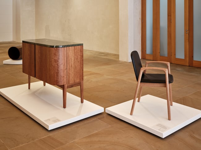 DILSTON DRINKS CABINET IN TASMANIAN BLACKWOOD AND MARBLE