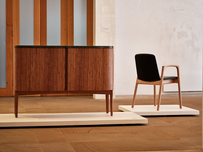 DILSTON DRINKS CABINET IN TASMANIAN BLACKWOOD AND MARBLE