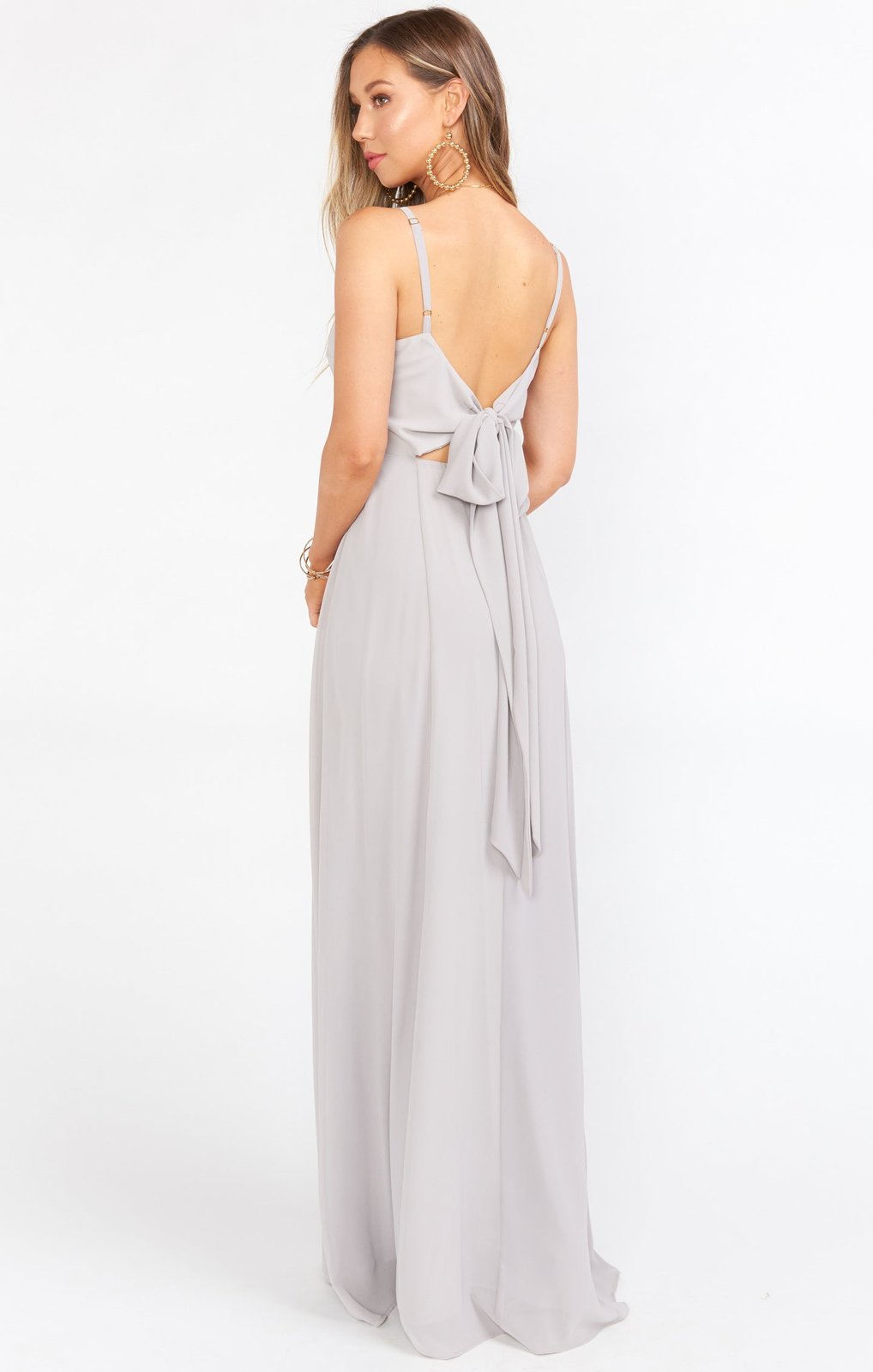 Oncsn Tie Maxi Dress Dove Grey Chiffon HOME