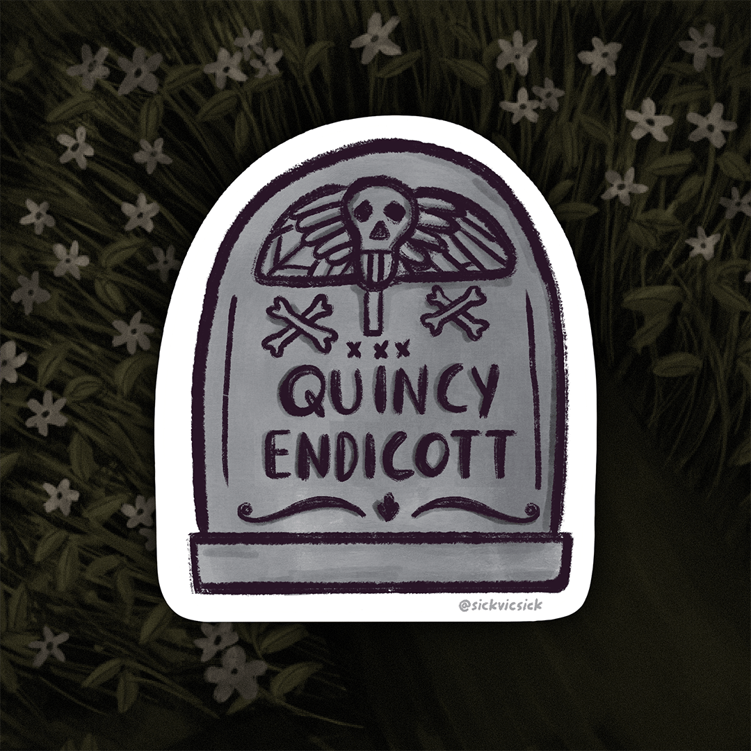 Quincy Endicott Gravestone Headstone Sticker - Over the Garden Wall Art