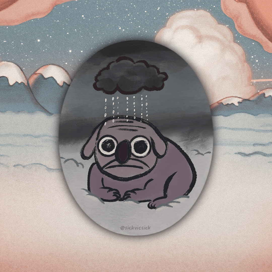 Sad Dog from Cloud City Sticker - Over the Garden Wall Art