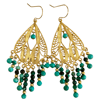 Ltd Ed - Gold Filigree Turquoise Fringe Earrings 