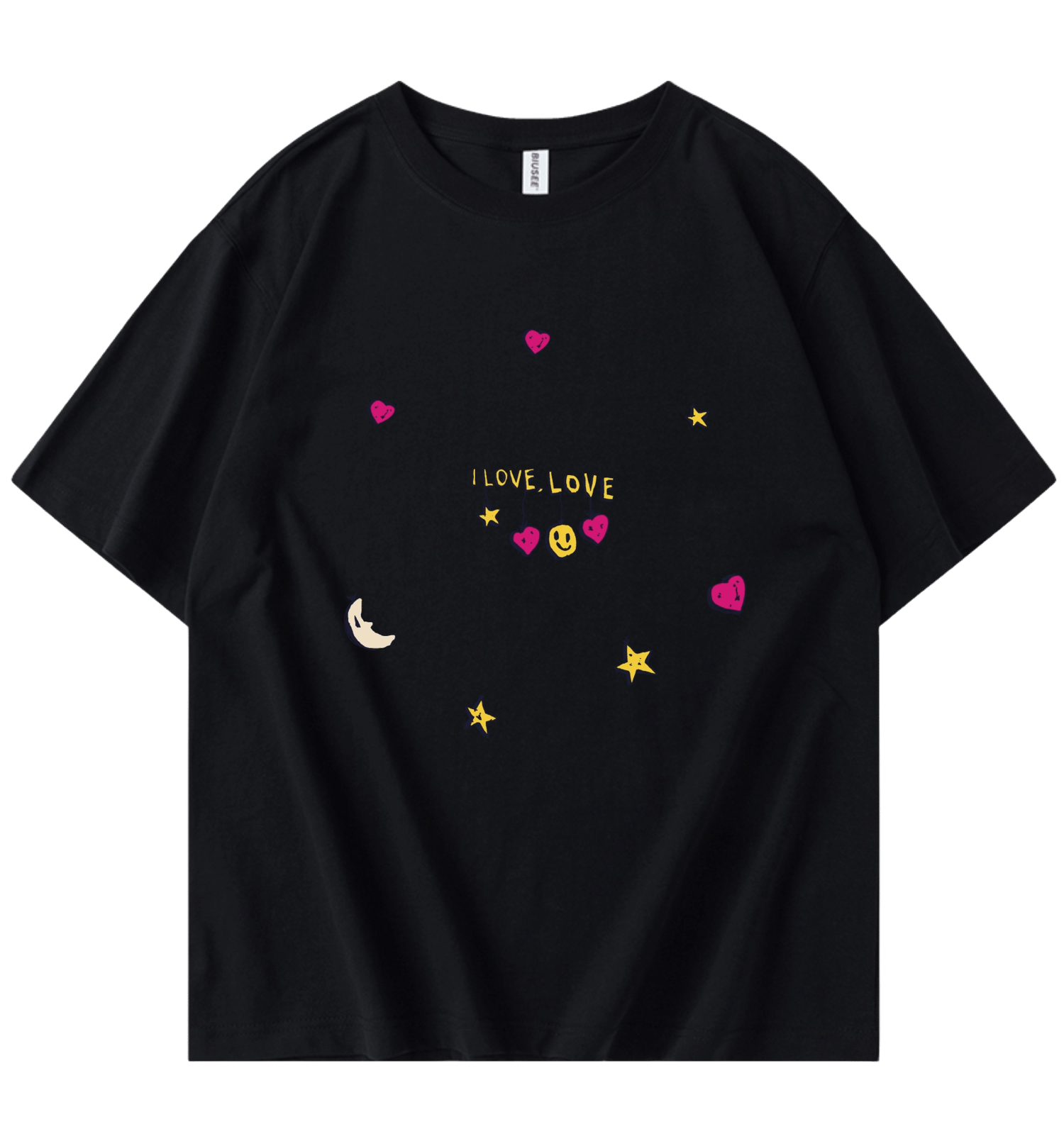 Black " I Love, Love " Shirt