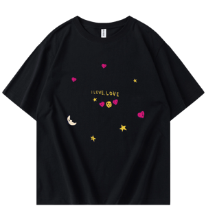 Black " I Love, Love " Shirt