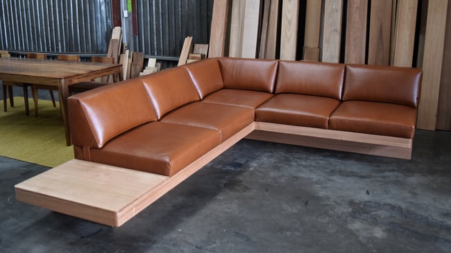CLOVER SUNKEN LOUNGE IN TASMANIAN OAK WITH SUNDANCE LEATHER