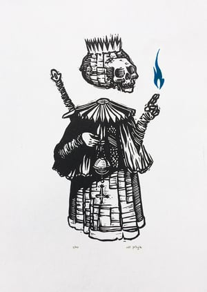 'The Warlock of the Walking Ash' linocut print 