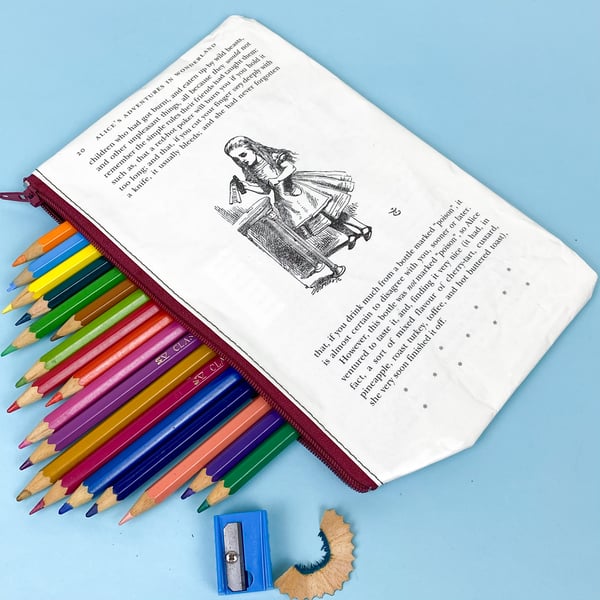 Image of Alice in Wonderland Book Page Pencil Case “Drink me”