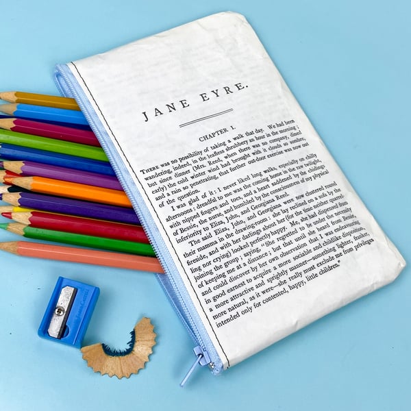 Image of Jane Eyre Book Page Pencil Case Purple 