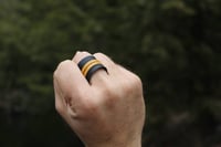 Image 2 of THIRD MAN unisex vegan leather black and yellow ring