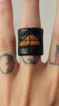 Image 2 of RUST NEVER SLEEPS vegan hemp and stretchy vegan leather unisex statement ring