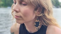 Image 2 of THE CRUSHER vegan leather leopard print statement earrings - round or asymmetrical