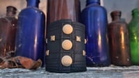 Image 3 of IDOLESS black vegan leather unisex gold studded bracelet gothic wrist cuff