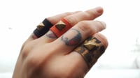 Image 2 of THE CRUSHER vegan leather leopard print rings - plain or studded