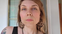 Image 4 of THE CRUSHER vegan leather leopard print statement earrings - round or asymmetrical