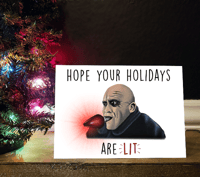 Image of 10 Pack - Uncle Fester Christmas Light Bulb Christmas Card