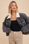 SHERPA LINED DENIM JACKET - MID OCT