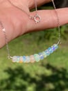 Welo Opal Bar Necklace, Opal and Sterling Silver Necklace, October Birthstone Necklace