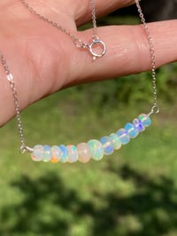Image 1 of Welo Opal Bar Necklace, Opal and Sterling Silver Necklace, October Birthstone Necklace
