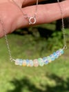 Welo Opal Bar Necklace, Opal and Sterling Silver Necklace, October Birthstone Necklace