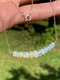 Image 2 of Welo Opal Bar Necklace, Opal and Sterling Silver Necklace, October Birthstone Necklace
