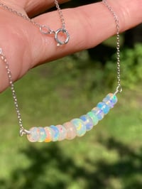 Image 3 of Welo Opal Bar Necklace, Opal and Sterling Silver Necklace, October Birthstone Necklace