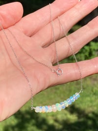 Image 4 of Welo Opal Bar Necklace, Opal and Sterling Silver Necklace, October Birthstone Necklace