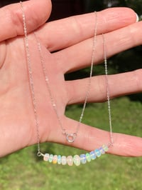 Image 5 of Welo Opal Bar Necklace, Opal and Sterling Silver Necklace, October Birthstone Necklace