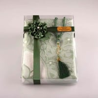 Lavish Green Prayer Mat + Tasbih Set 