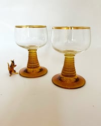 Vintage Amber Stemmed Goblets